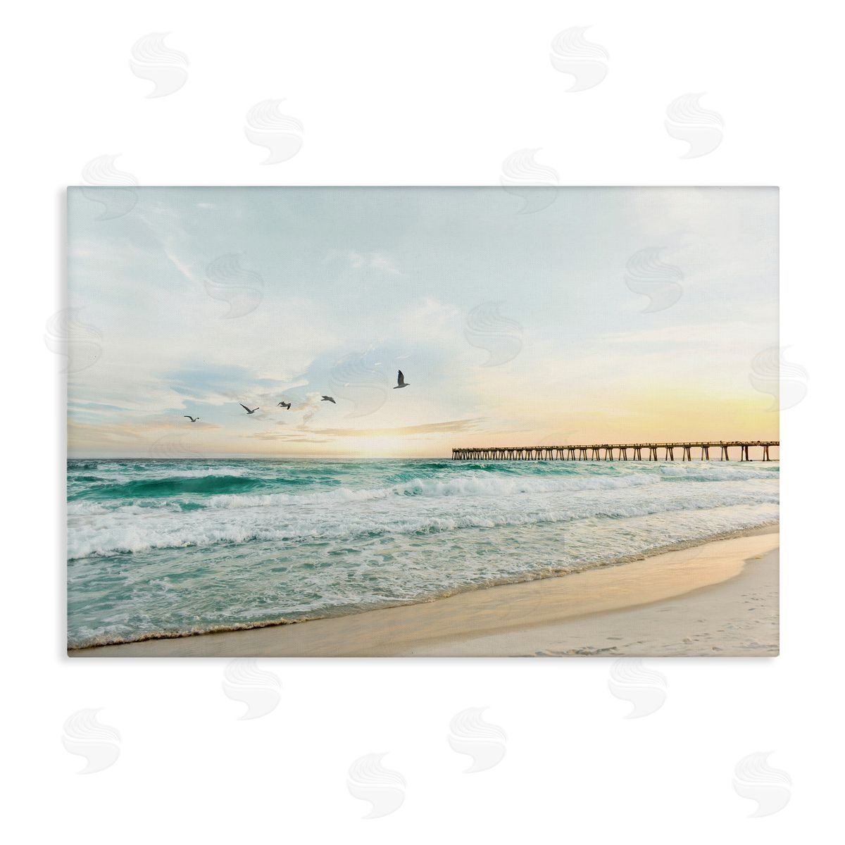 Sisi and Seb Birds at Beach Pier Canvas Wall Art Print