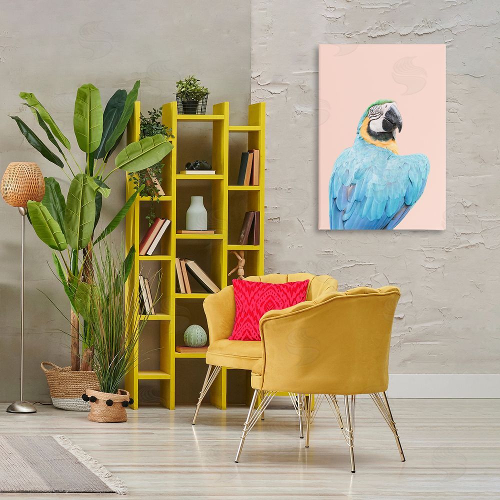 Sisi and Seb Blue Ara Macaw Canvas Wall Art Print in Room