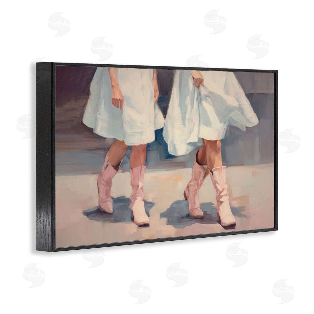 Sisi and Seb Friends with Cowgirl Boots Black Framed Giclee Wall Art Print