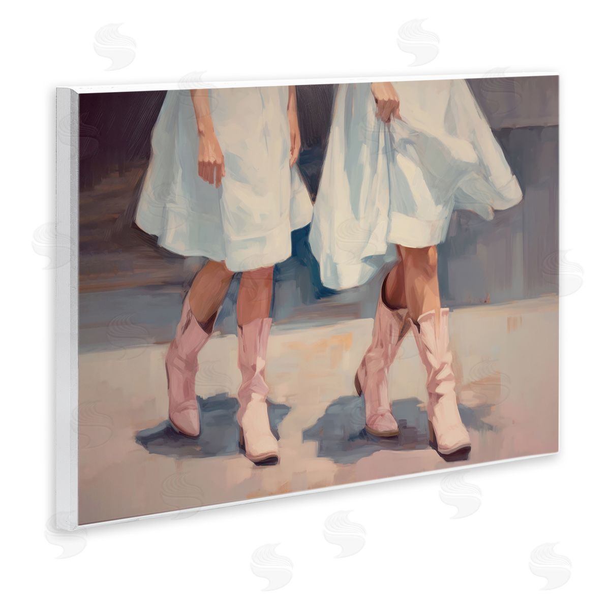 Sisi and Seb Friends with Cowgirl Boots Wooden Wall Plaque Art Print