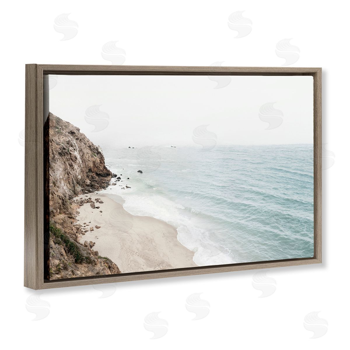 Sisi and Seb California Coast Cliffs Brown Floating Frame Canvas Wall Art Print