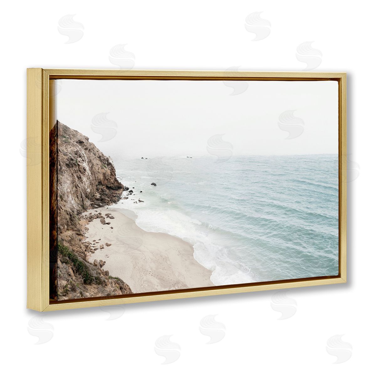 Sisi and Seb California Coast Cliffs Gold Floating Frame Canvas Wall Art Print
