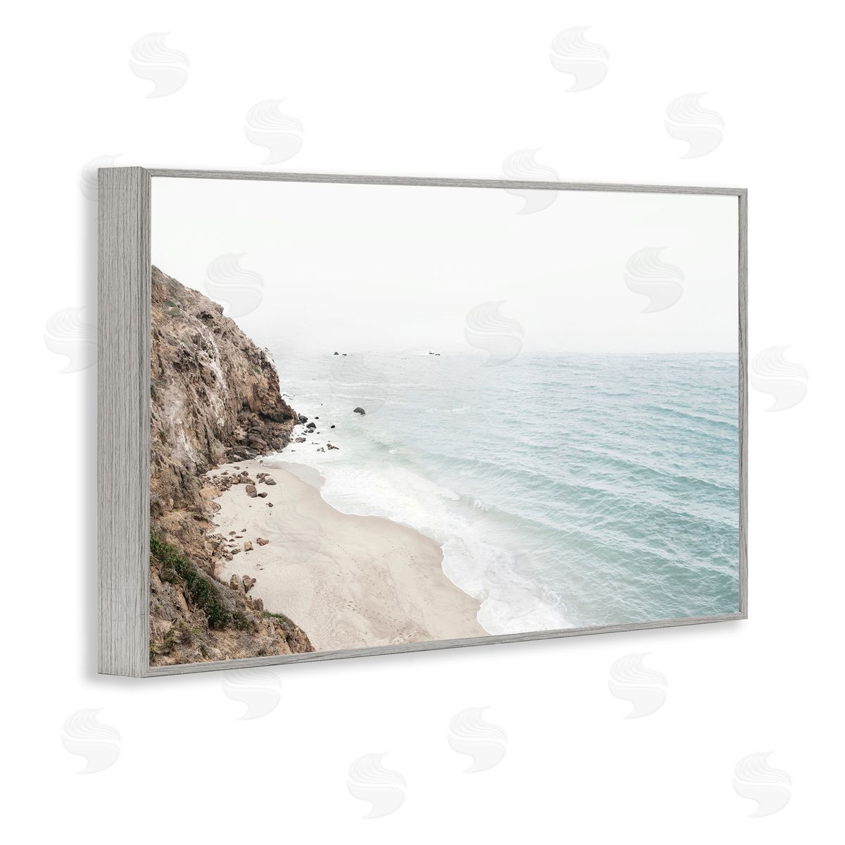 Sisi and Seb California Coast Cliffs Gray Framed Giclee Wall Art Print