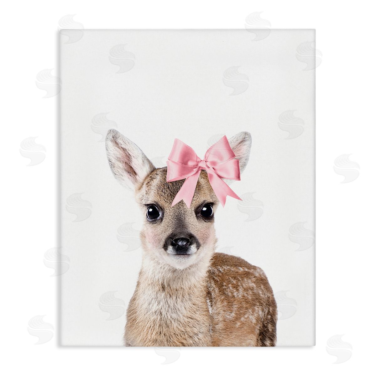 Sisi and Seb Fawn with Pink Bow Canvas Wall Art Print