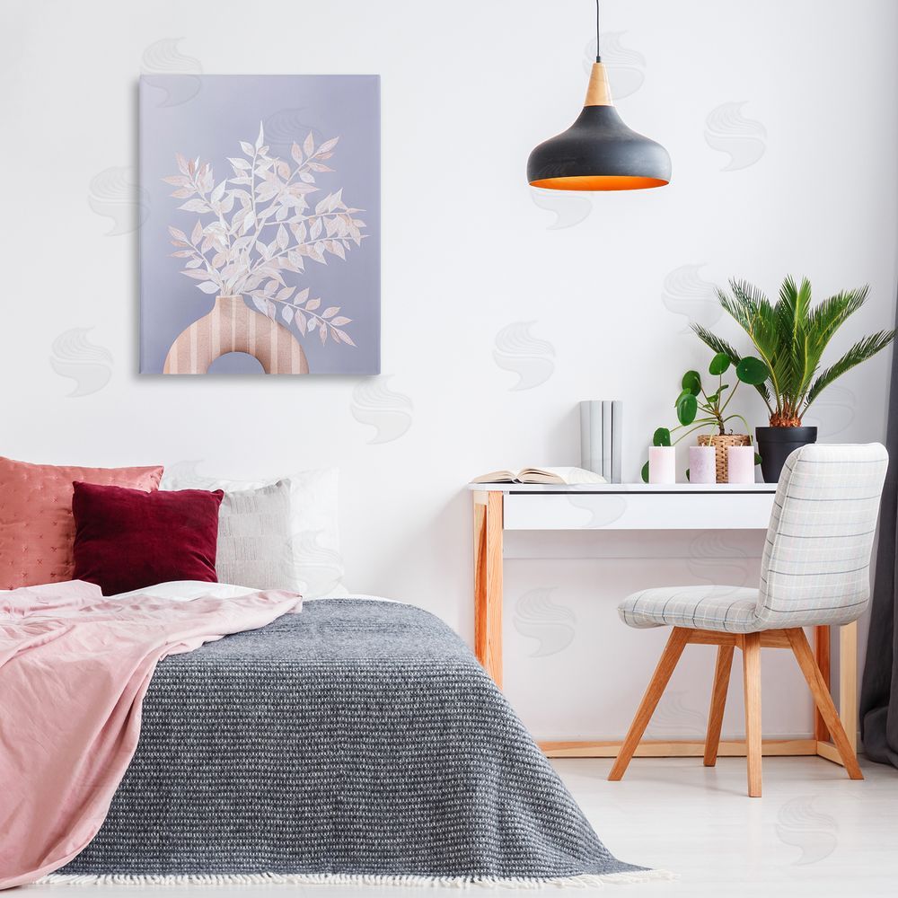 Sisi and Seb Ruscus Plant Circular Vase Canvas Wall Art Print in Room