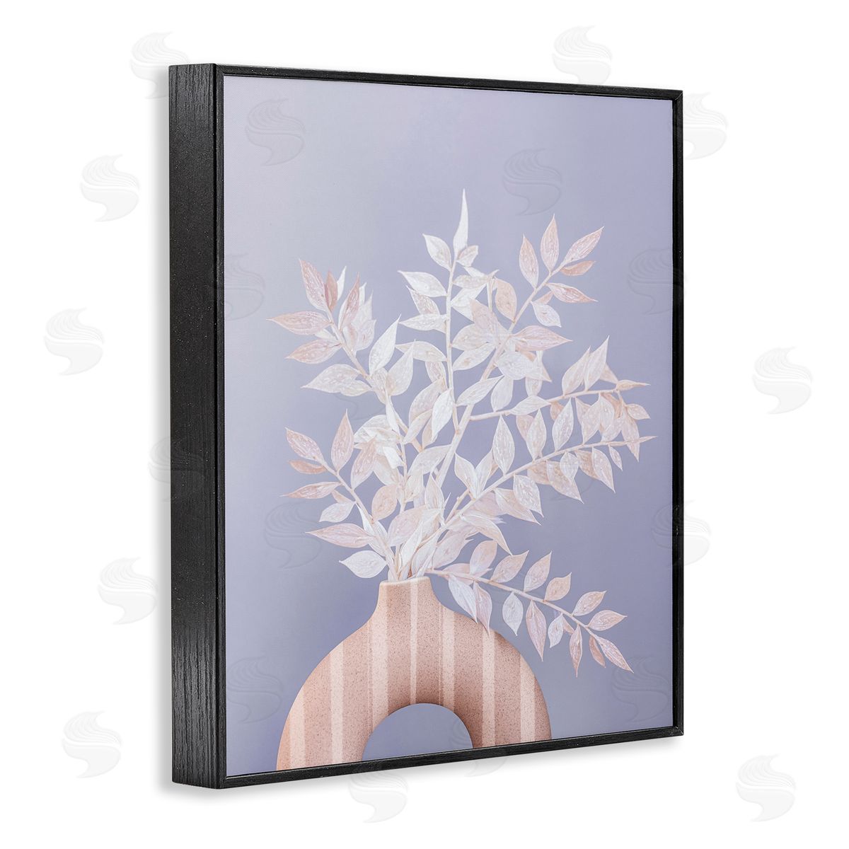 Sisi and Seb Ruscus Plant Circular Vase Black Framed Giclee Wall Art Print