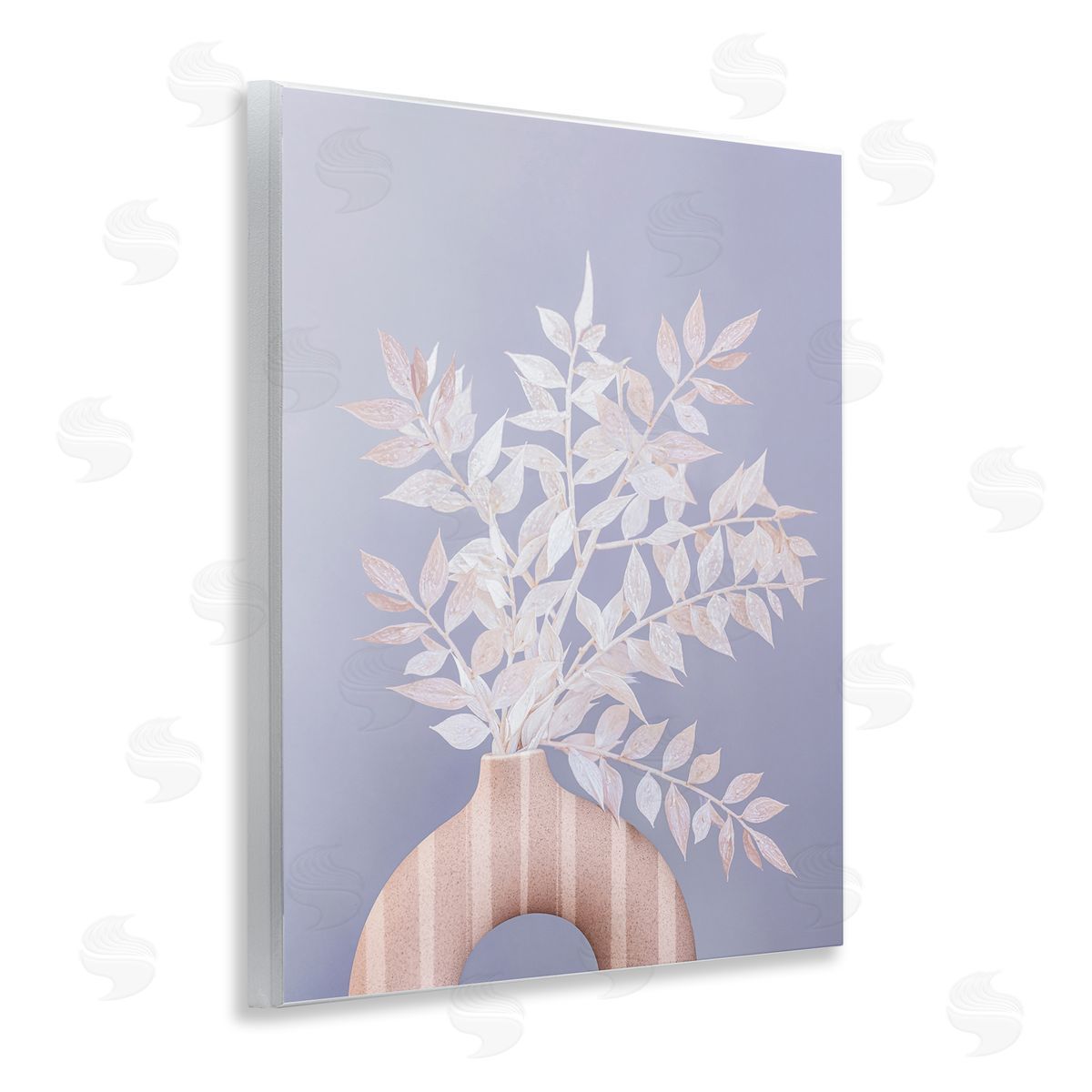 Sisi and Seb Ruscus Plant Circular Vase Wooden Wall Plaque Art Print