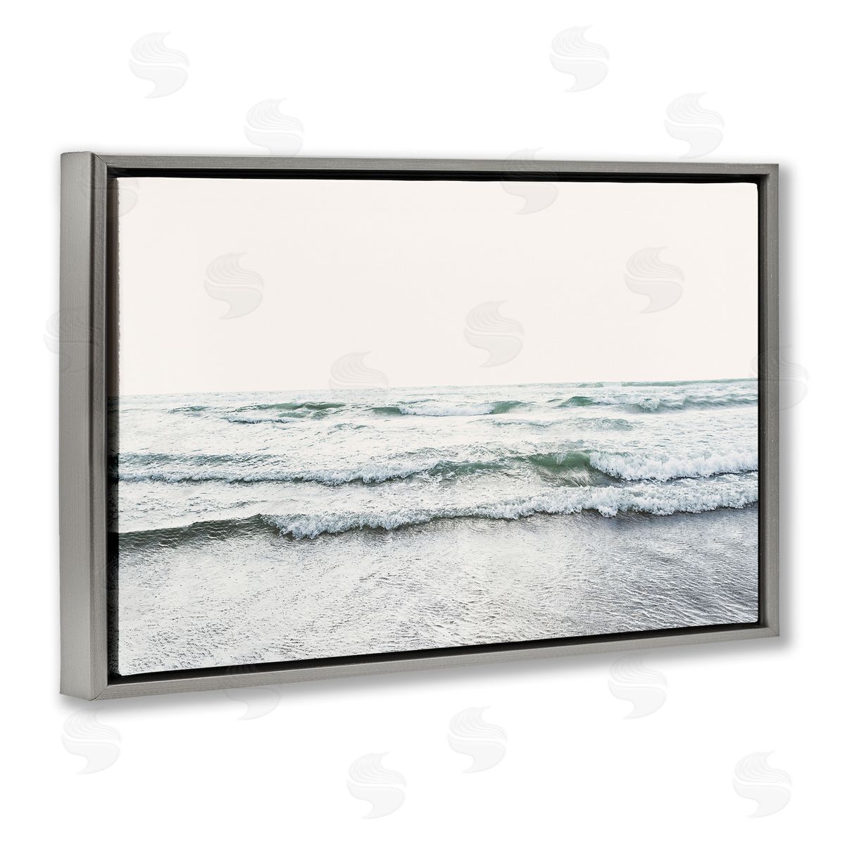 Sisi and Seb Rolling Tide Waves Gray Floating Frame Canvas Wall Art Print