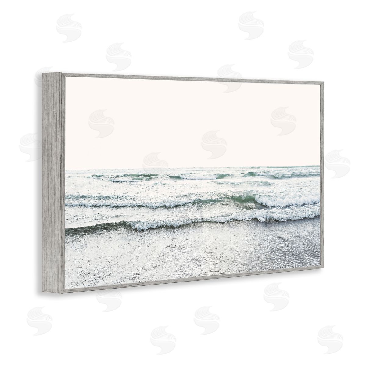 Sisi and Seb Rolling Tide Waves Gray Framed Giclee Wall Art Print