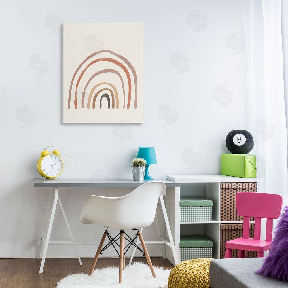 Sisi and Seb Quirky Neutral Rainbow Canvas Wall Art Print in Room