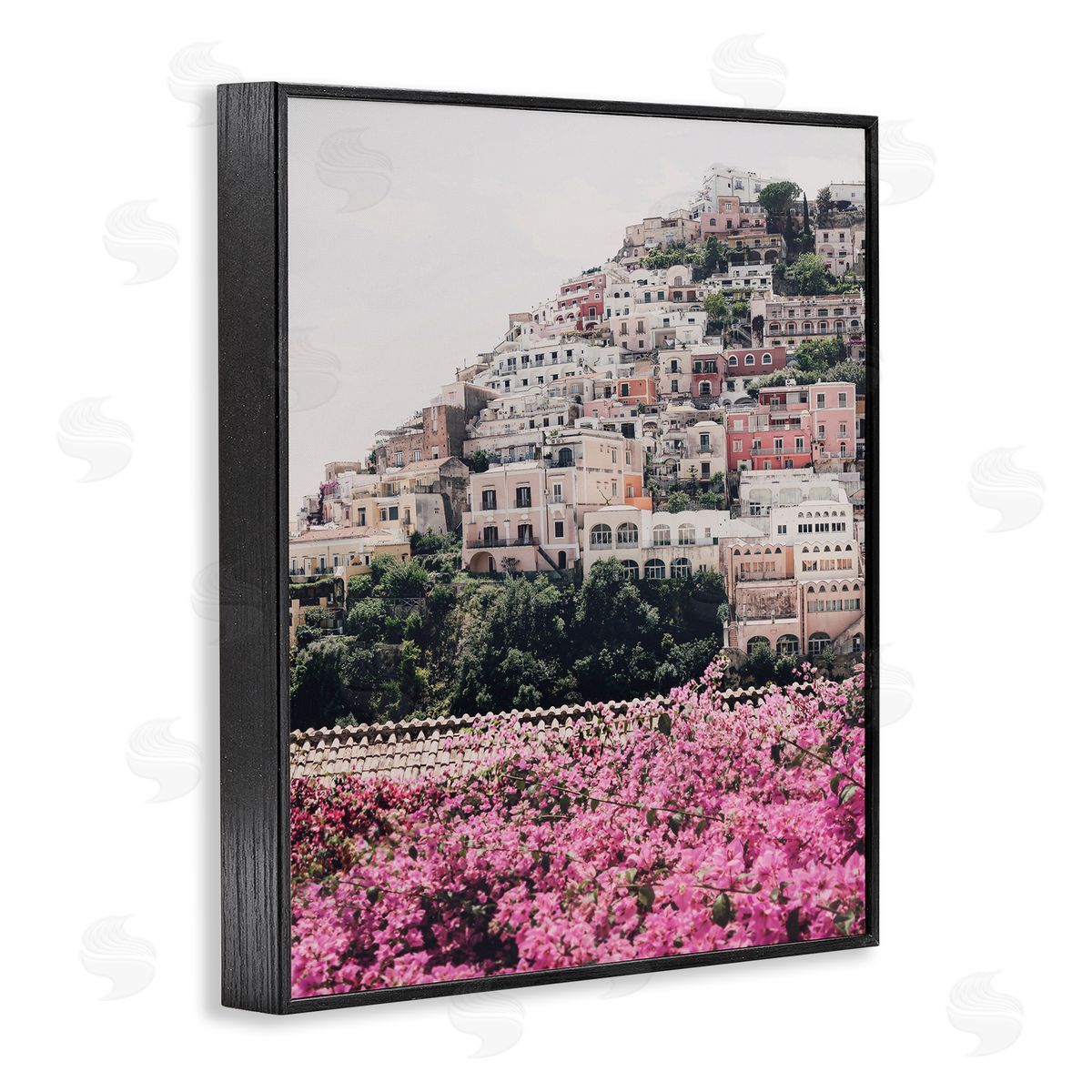 Sisi and Seb Positano Town Architecture Black Framed Giclee Wall Art Print