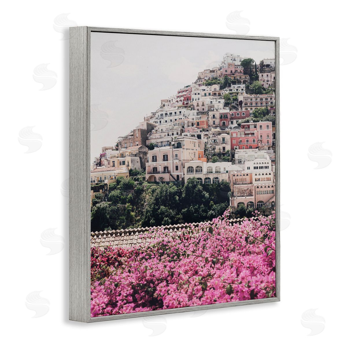 Sisi and Seb Positano Town Architecture Gray Framed Giclee Wall Art Print