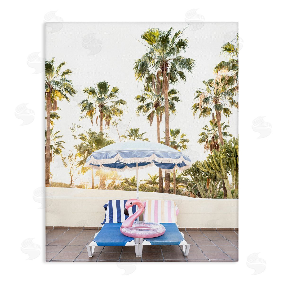 Sisi and Seb Poolside Flamingo Float Canvas Wall Art Print