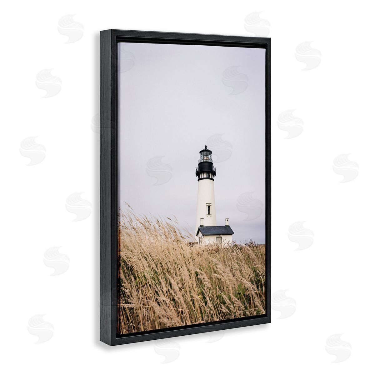 Sisi and Seb Peaceful Lighthouse Scenery Black Floating Frame Canvas Wall Art Print