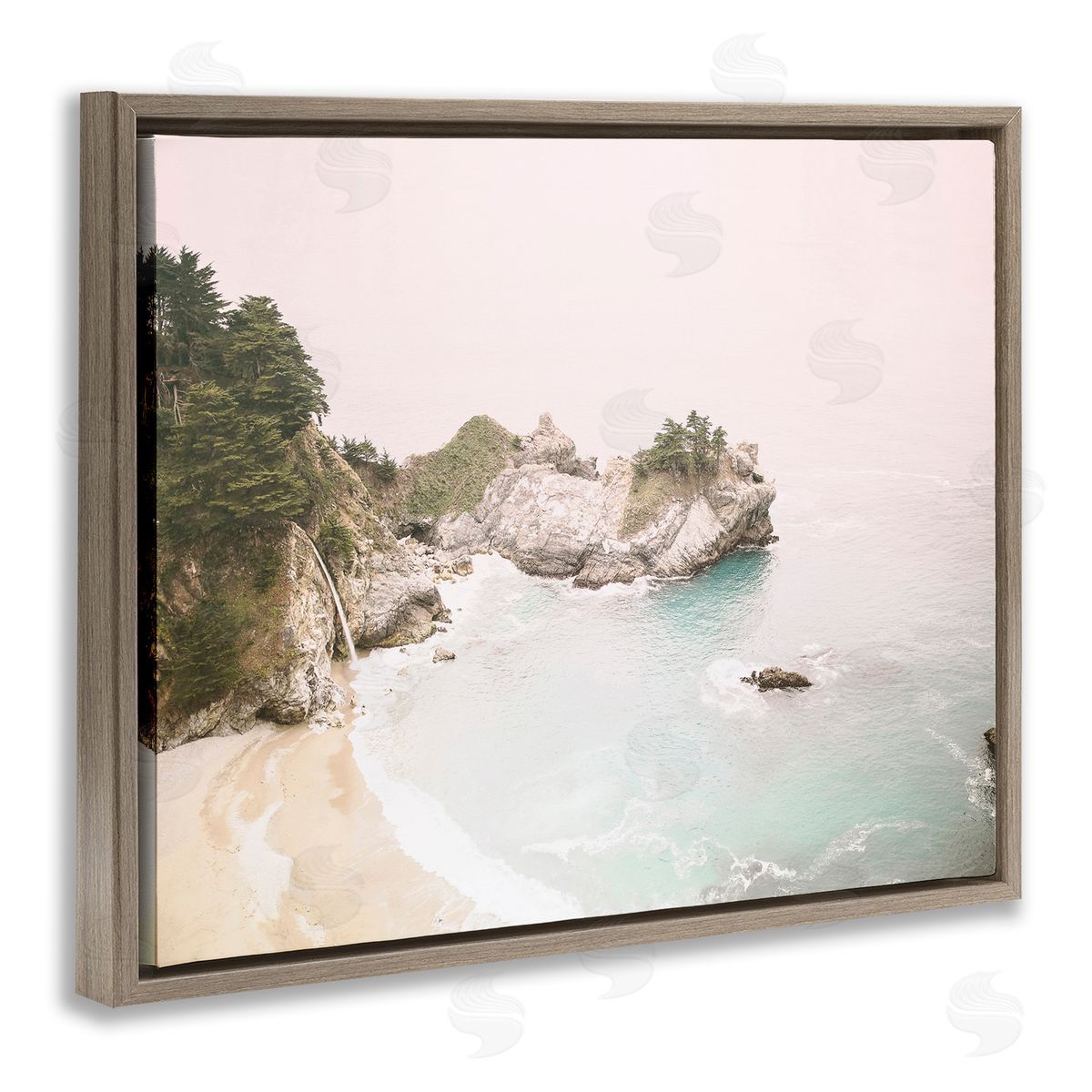 Sisi and Seb McWays Falls Seascape Brown Floating Frame Canvas Wall Art Print