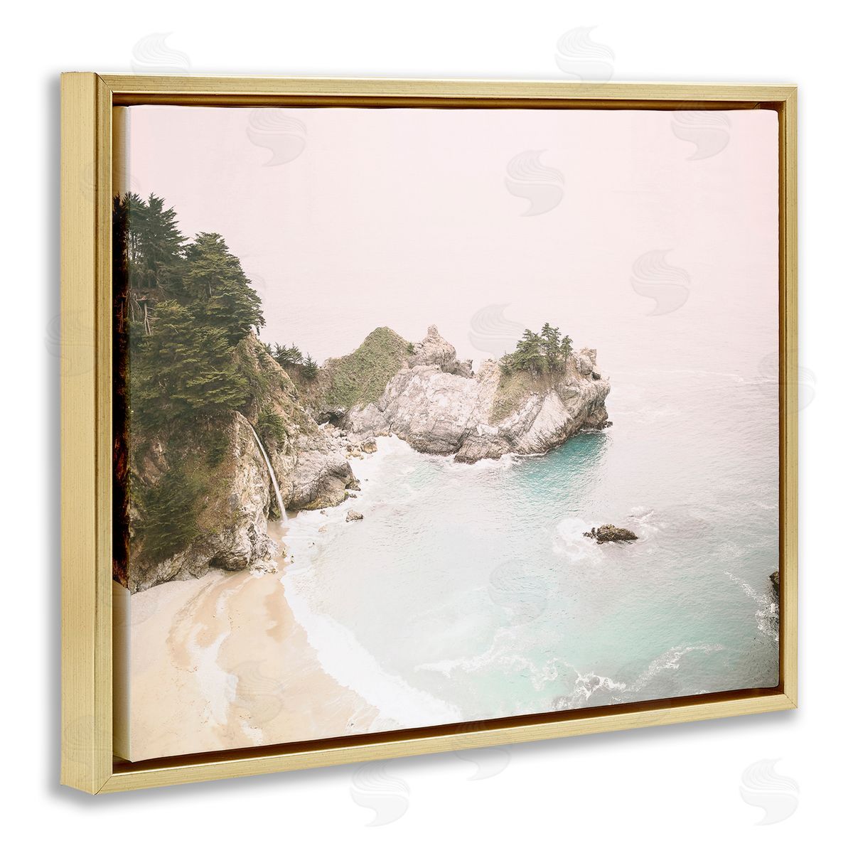 Sisi and Seb McWays Falls Seascape Gold Floating Frame Canvas Wall Art Print