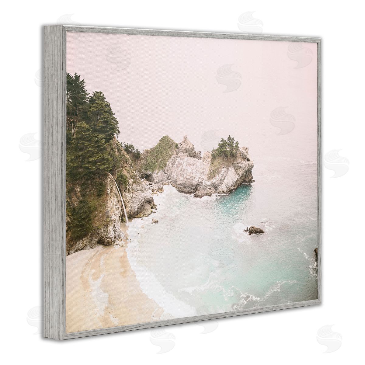 Sisi and Seb McWays Falls Seascape Gray Framed Giclee Wall Art Print
