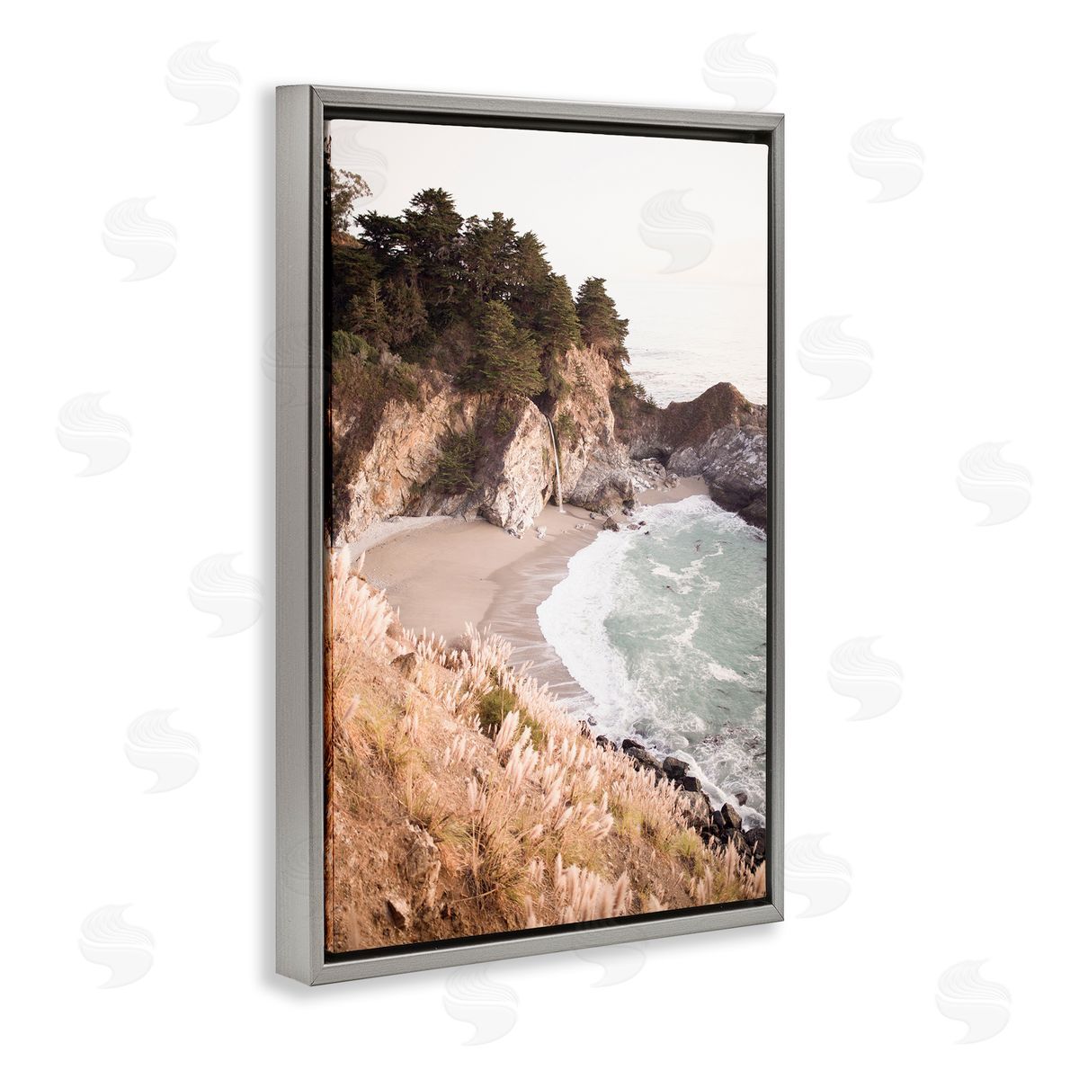 Sisi and Seb Rugged Rocky Cove Gray Floating Frame Canvas Wall Art Print