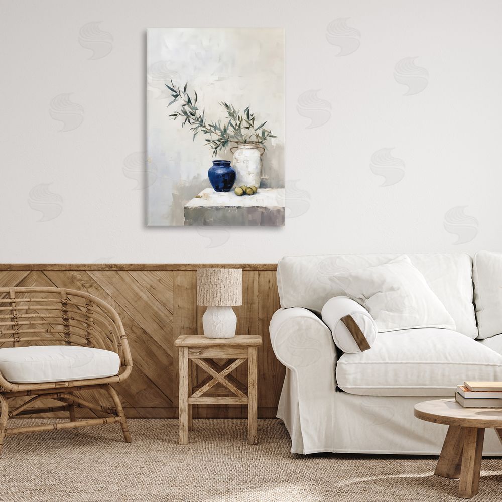 Sisi and Seb Olives & Pottery Still Life Canvas Wall Art Print in Room