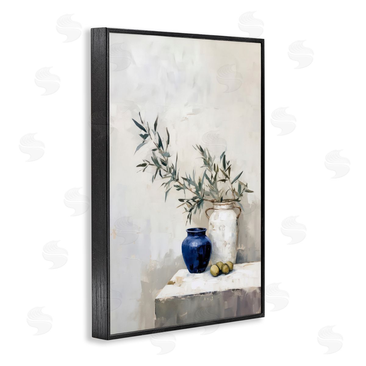 Sisi and Seb Olives & Pottery Still Life Black Framed Giclee Wall Art Print