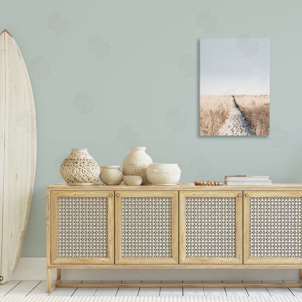 Sisi and Seb Path with Sandy Footprints Canvas Wall Art Print in Room