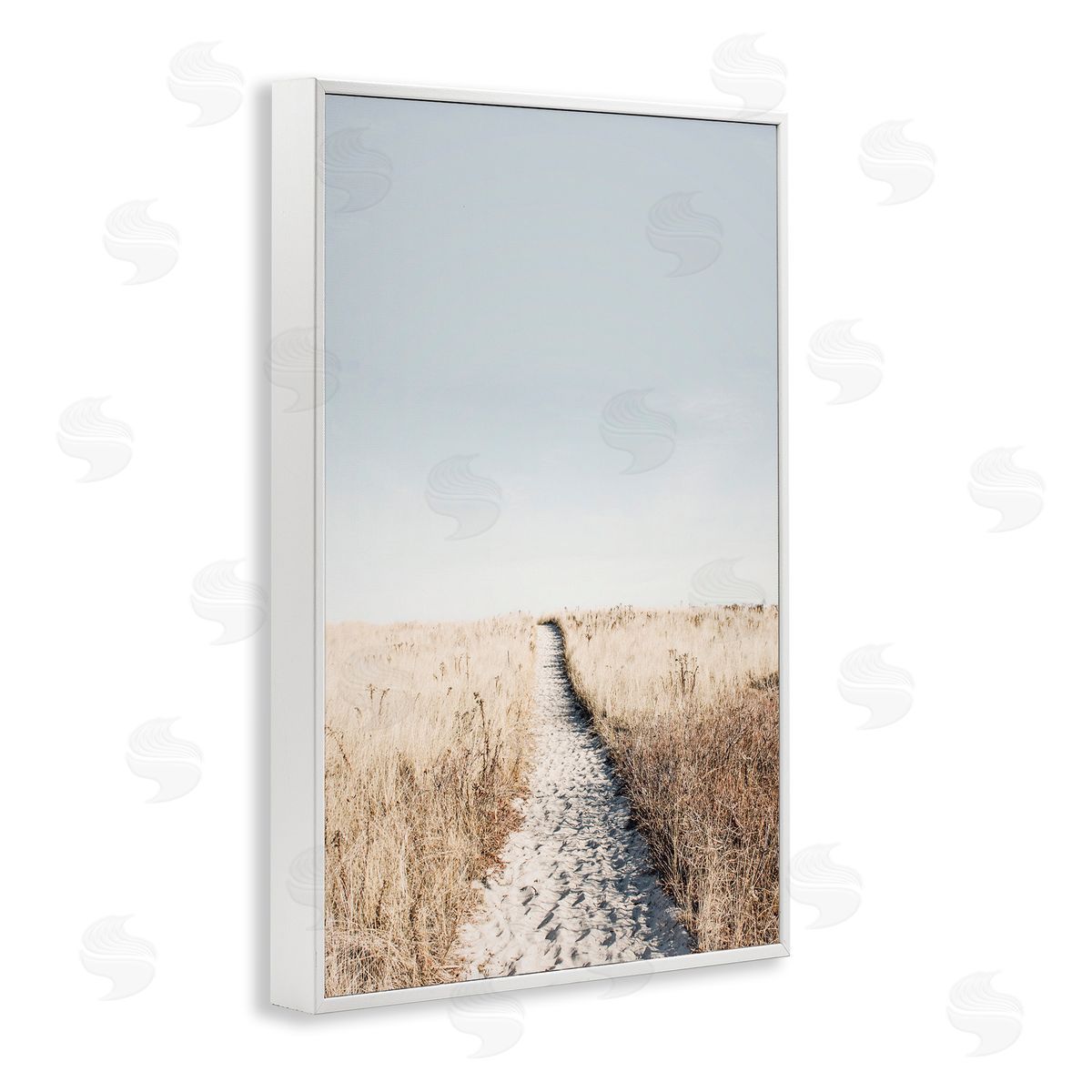Sisi and Seb Path with Sandy Footprints White Framed Giclee Wall Art Print