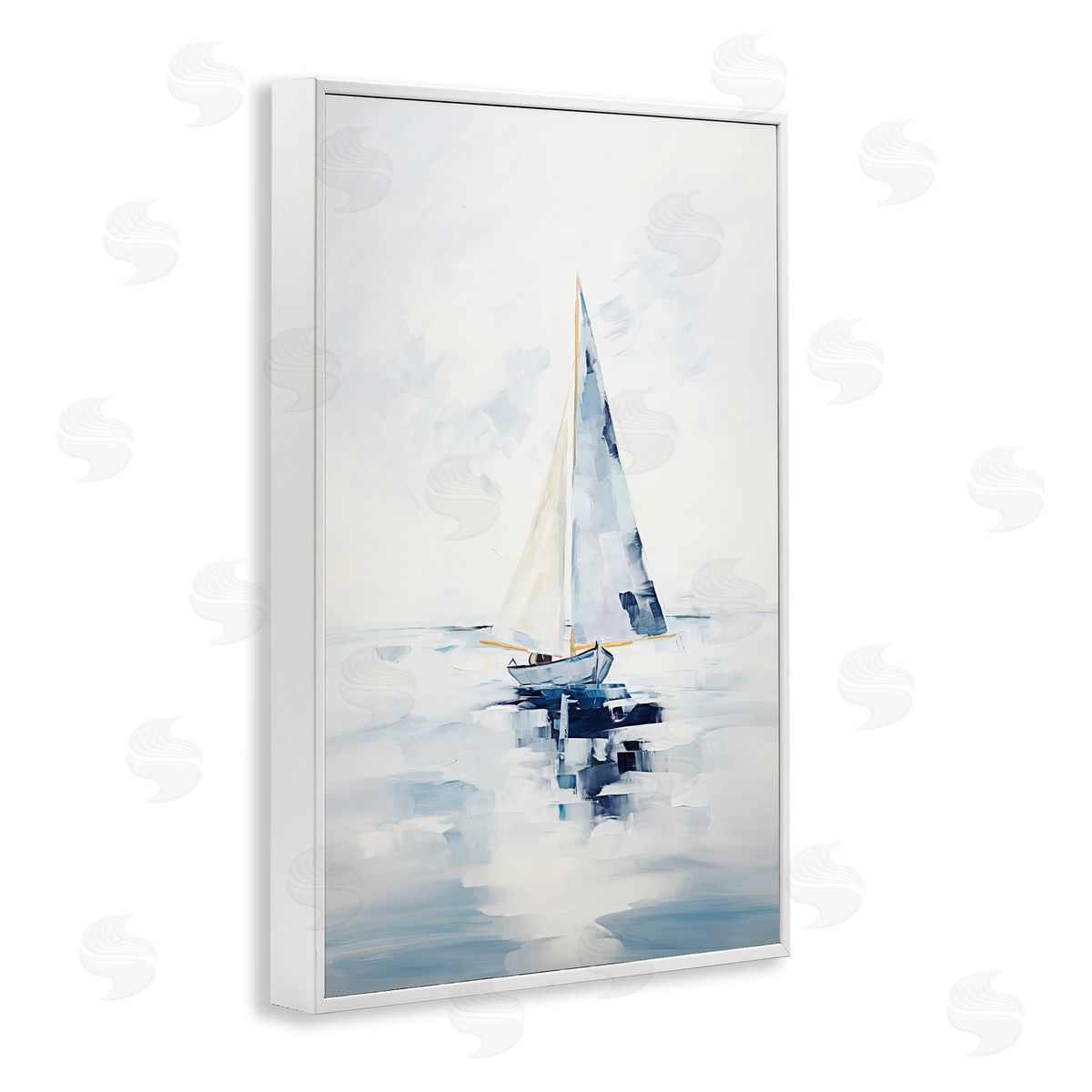 Sisi and Seb Abstract Paint Strokes Boat White Framed Giclee Wall Art Print