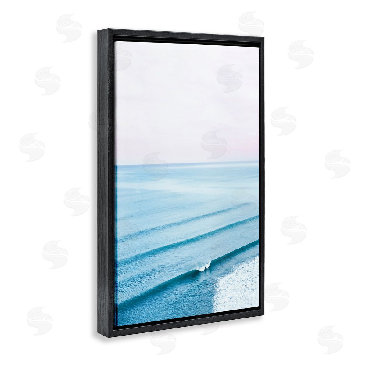 Sisi and Seb Coastal Breaking Wave Black Floating Frame Canvas Wall Art Print