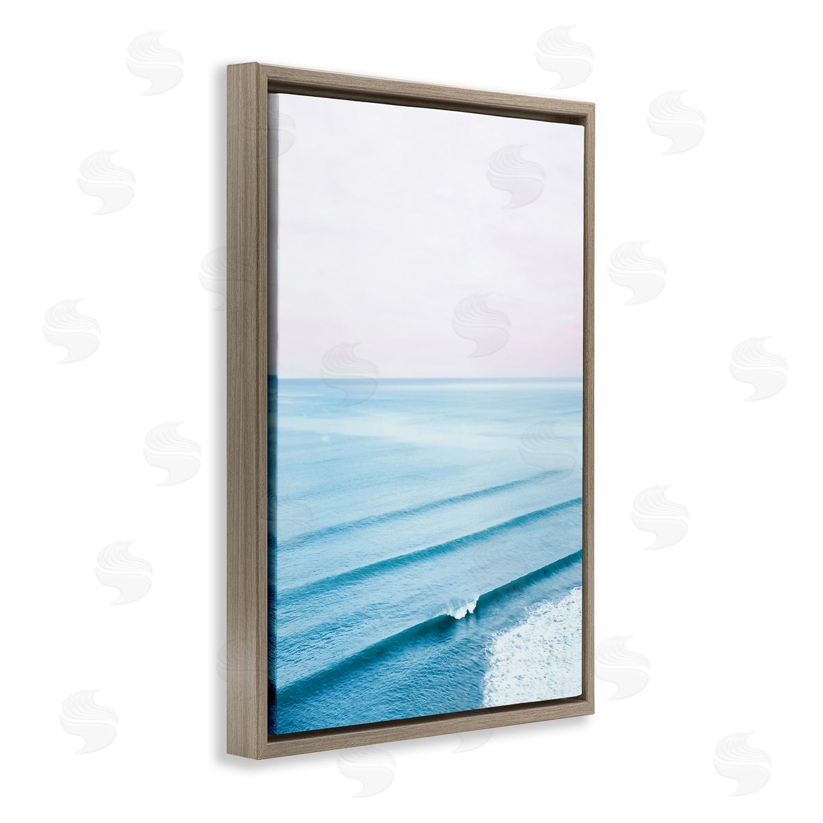 Sisi and Seb Coastal Breaking Wave Brown Floating Frame Canvas Wall Art Print