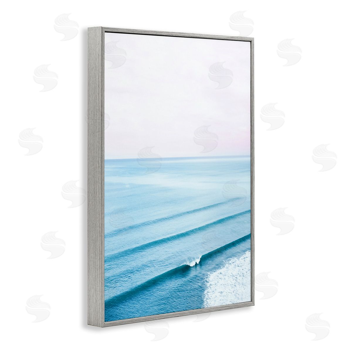 Sisi and Seb Coastal Breaking Wave Gray Framed Giclee Wall Art Print