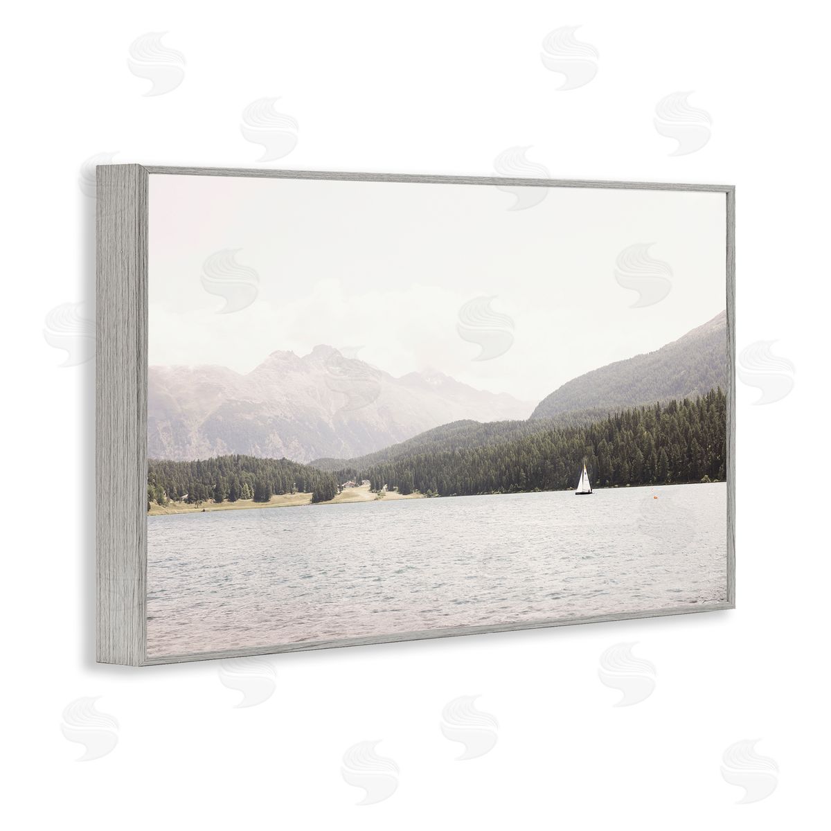 Sisi and Seb Summer Sailboat View Gray Framed Giclee Wall Art Print