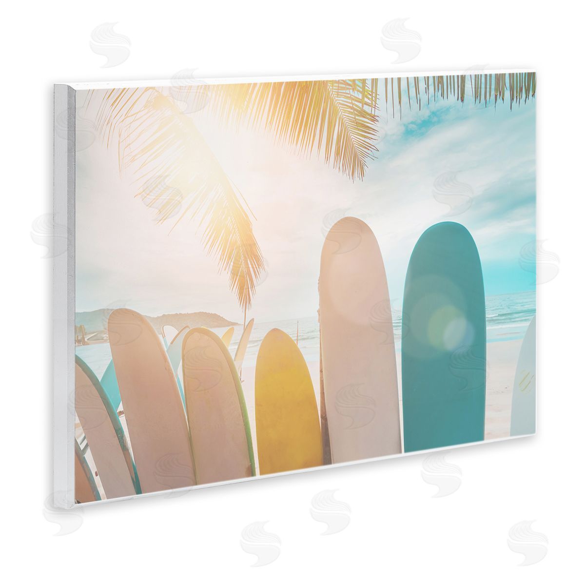 Sisi and Seb Sunny Beach Surfboards Wooden Wall Plaque Art Print