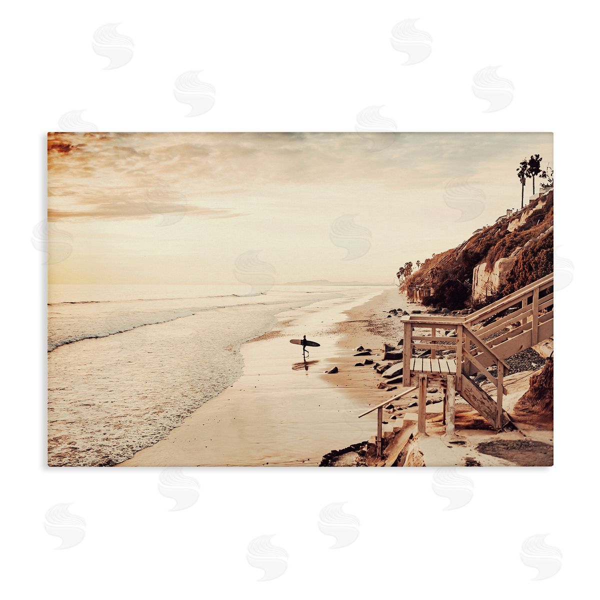 Sisi and Seb Sunset & Surf Landscape Canvas Wall Art Print