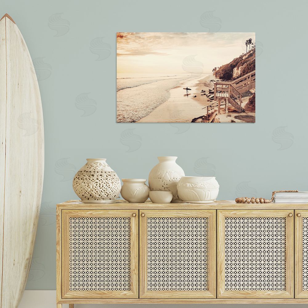 Sisi and Seb Sunset & Surf Landscape Canvas Wall Art Print in Room