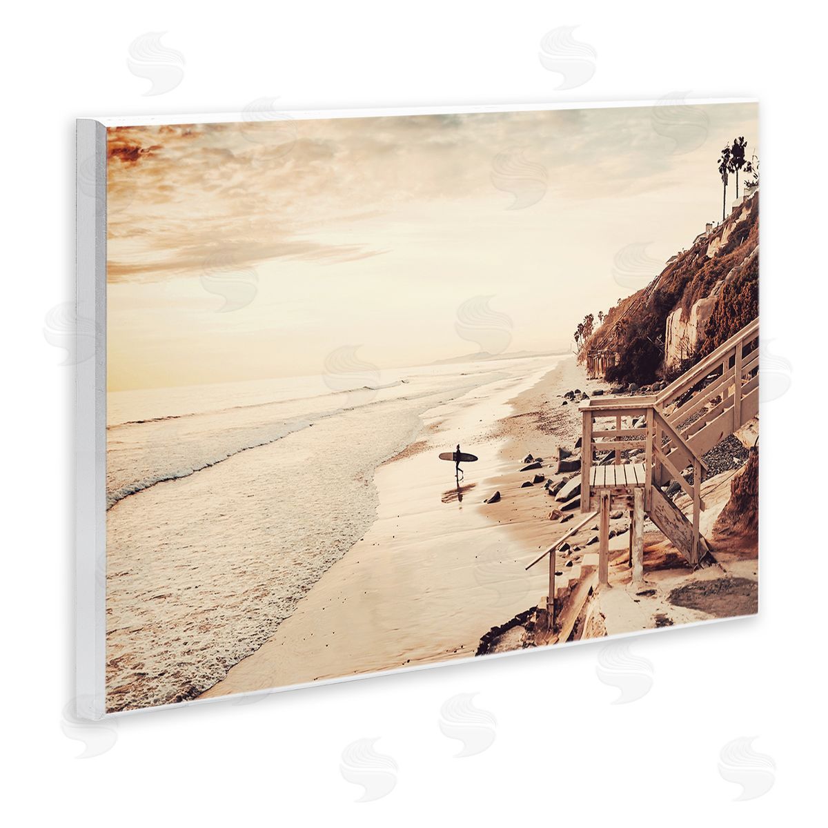 Sisi and Seb Sunset & Surf Landscape Wooden Wall Plaque Art Print