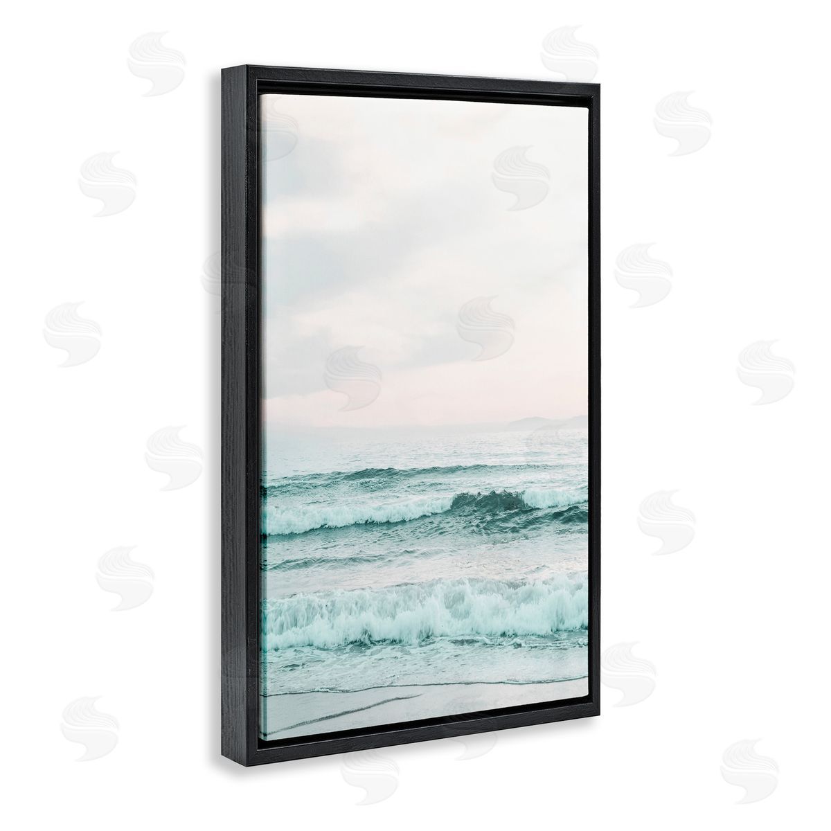 Sisi and Seb Teal Sea Tide Black Floating Frame Canvas Wall Art Print
