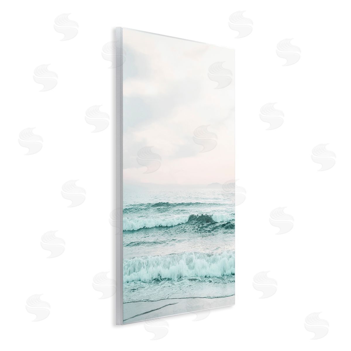 Sisi and Seb Teal Sea Tide Wooden Wall Plaque Art Print