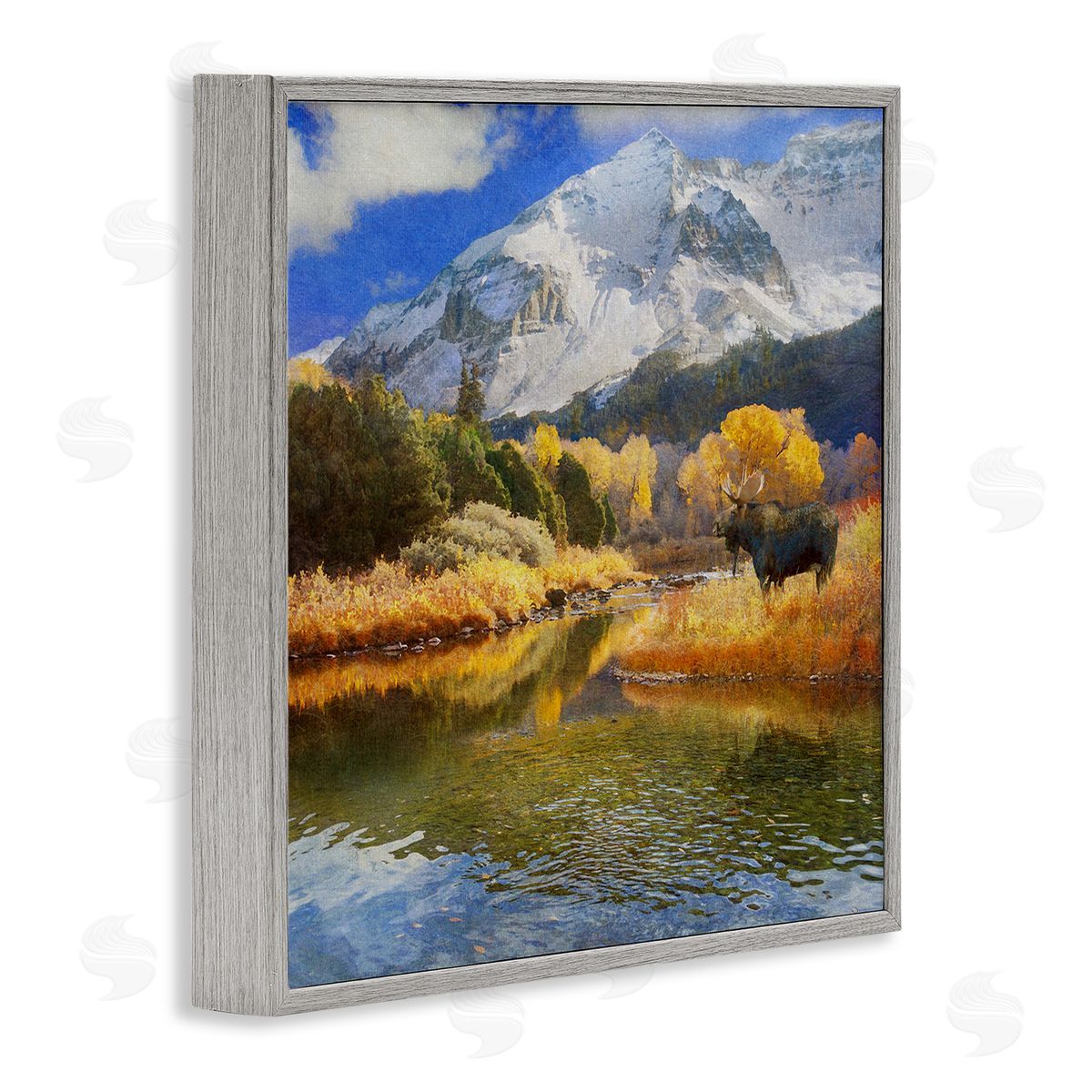Chris Vest Moose on Dolores River Gray Framed Giclee Wall Art Print