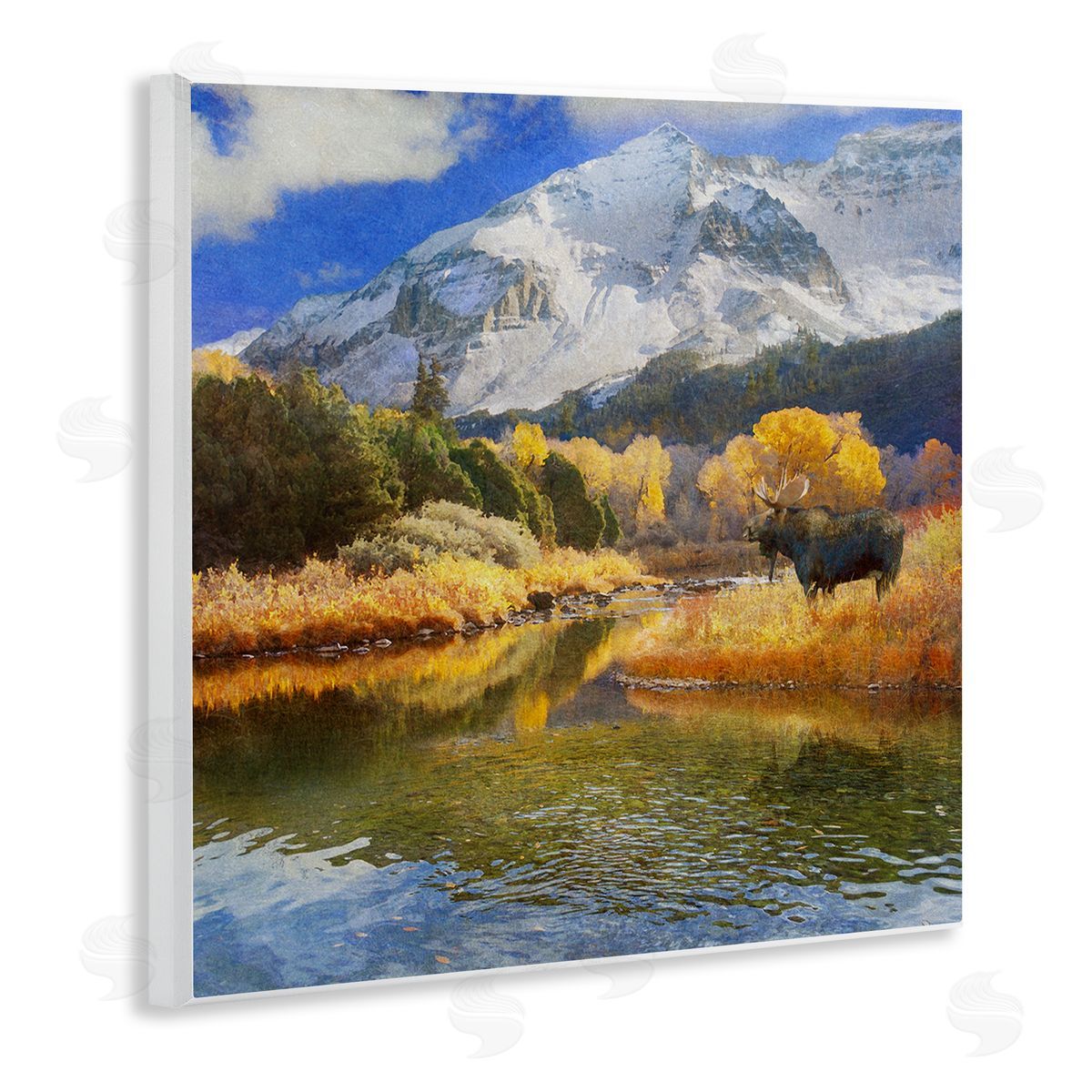 Chris Vest Moose on Dolores River Wooden Wall Plaque Art Print