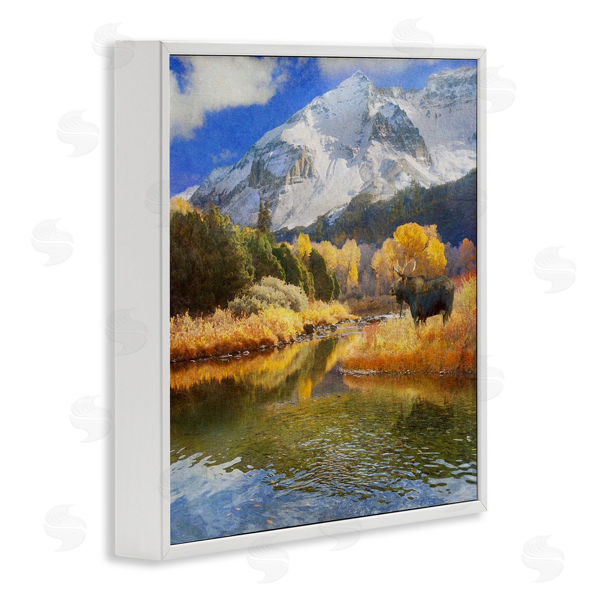 Chris Vest Moose on Dolores River White Framed Giclee Wall Art Print