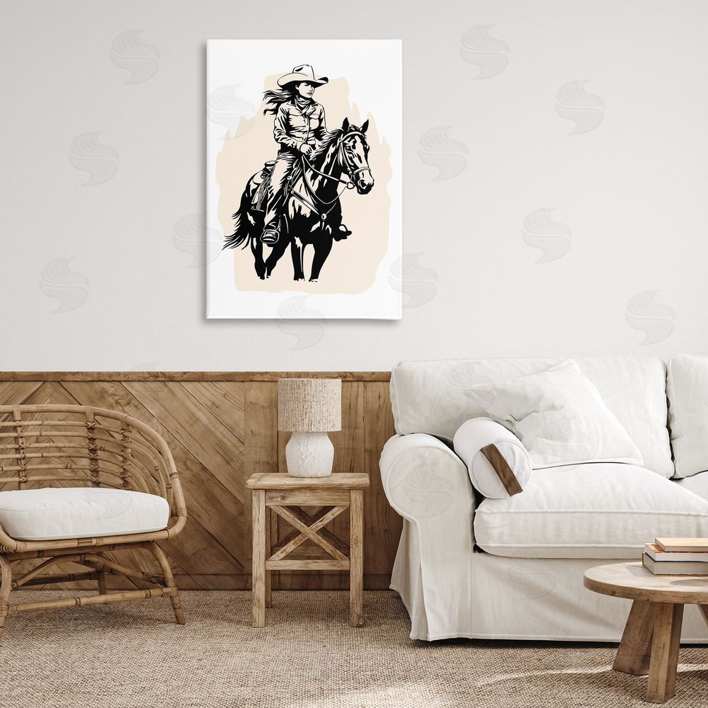Andrea Haase Saddle Sisters Cowgirl Canvas Wall Art Print in Room