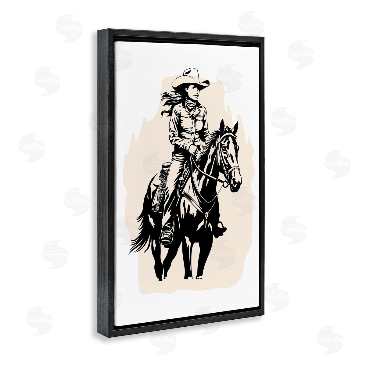 Andrea Haase Saddle Sisters Cowgirl Black Floating Frame Canvas Wall Art Print