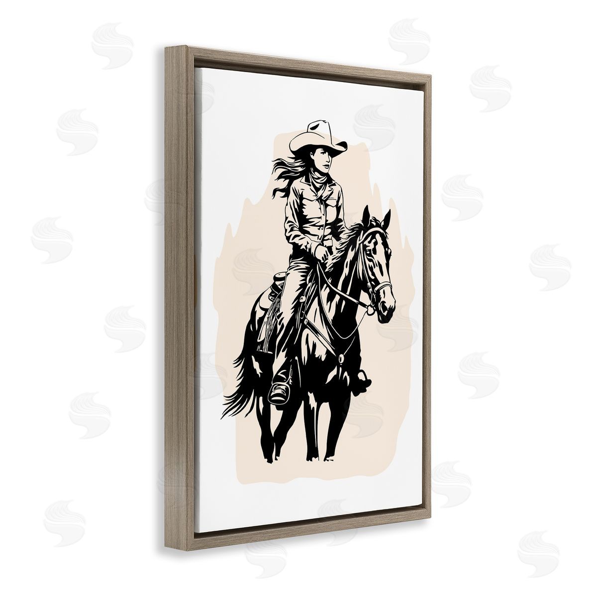 Andrea Haase Saddle Sisters Cowgirl Brown Floating Frame Canvas Wall Art Print