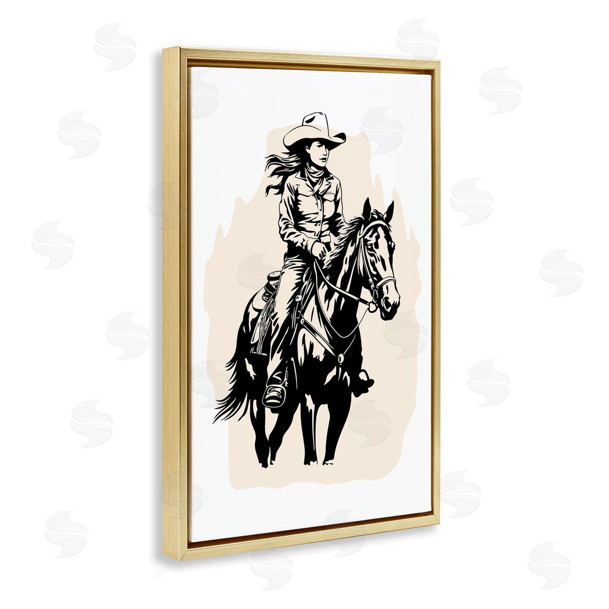 Andrea Haase Saddle Sisters Cowgirl Gold Floating Frame Canvas Wall Art Print