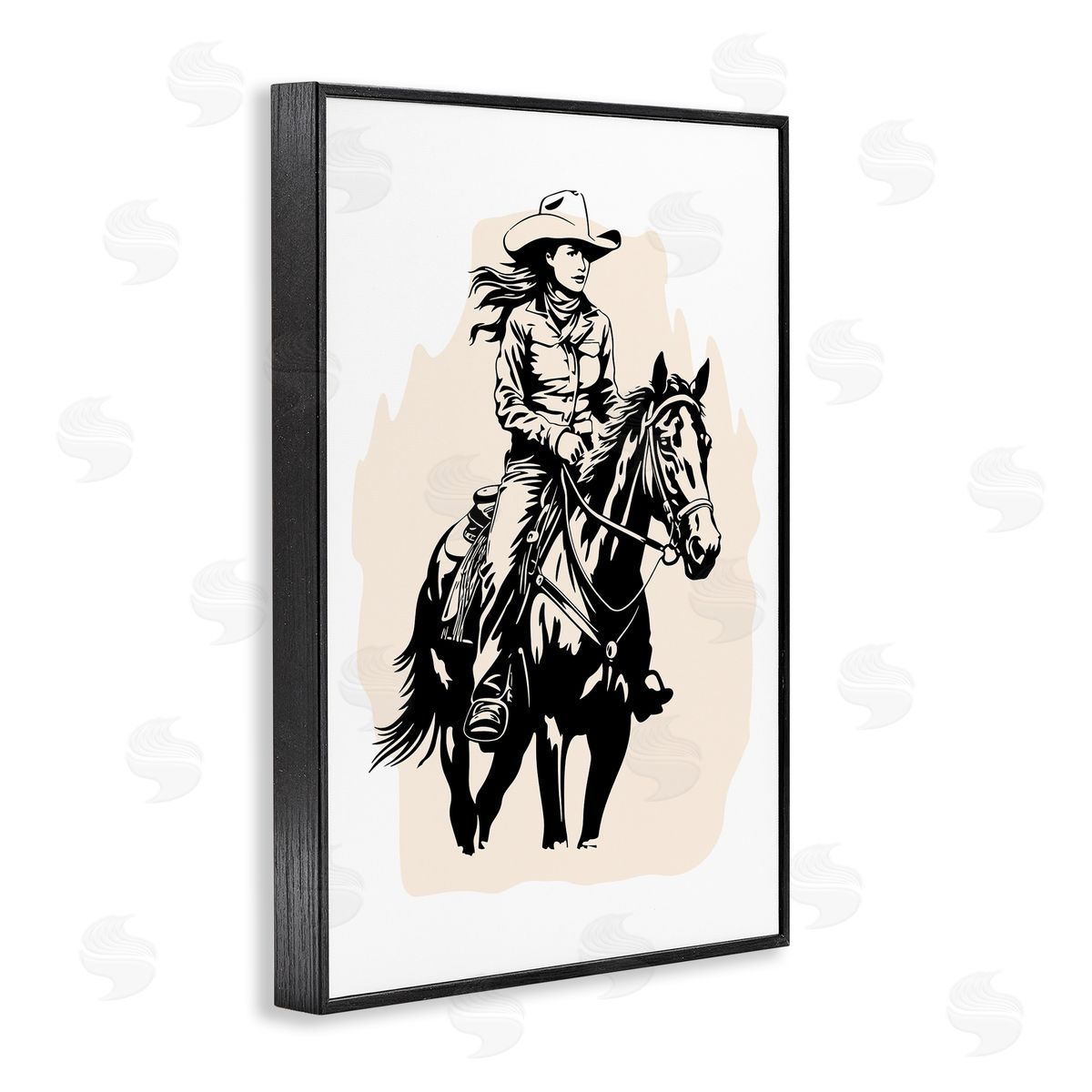 Andrea Haase Saddle Sisters Cowgirl Black Framed Giclee Wall Art Print