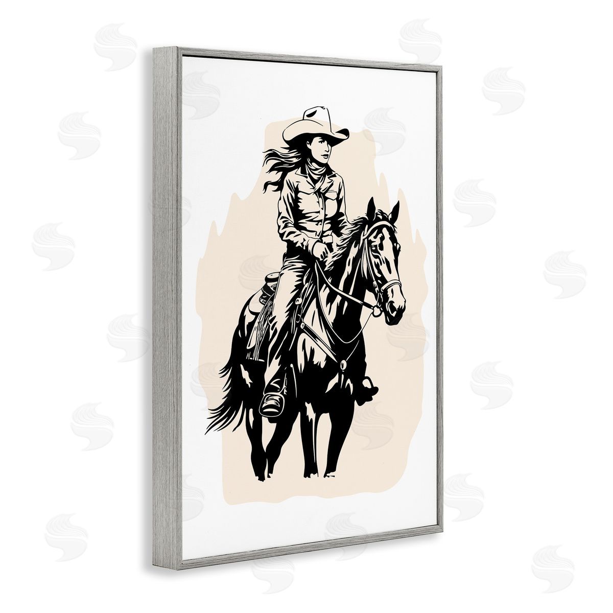 Andrea Haase Saddle Sisters Cowgirl Gray Framed Giclee Wall Art Print