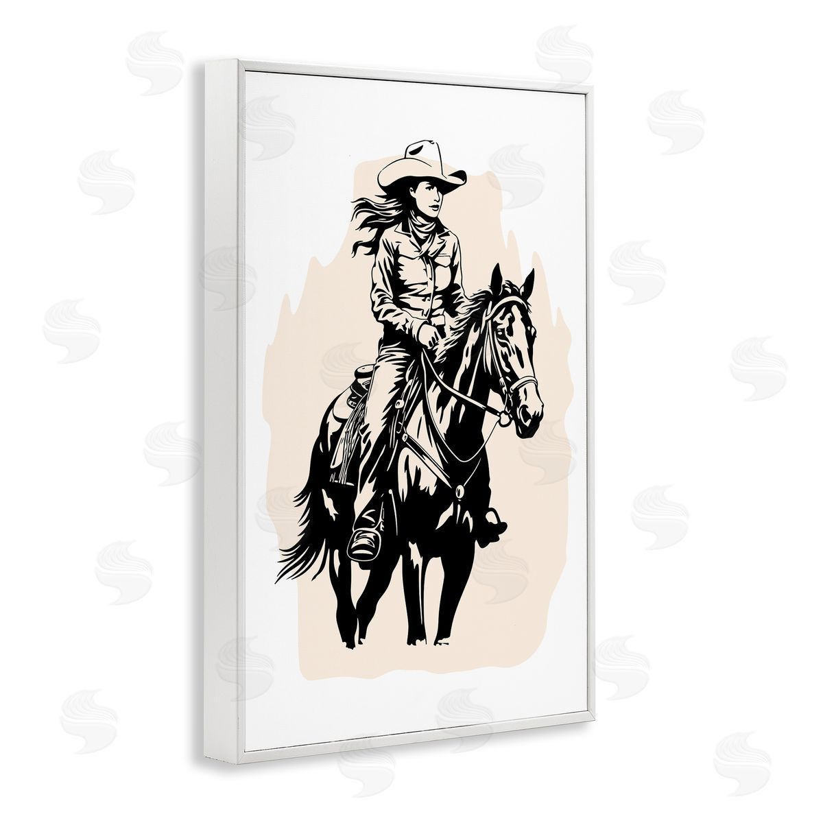 Andrea Haase Saddle Sisters Cowgirl White Framed Giclee Wall Art Print