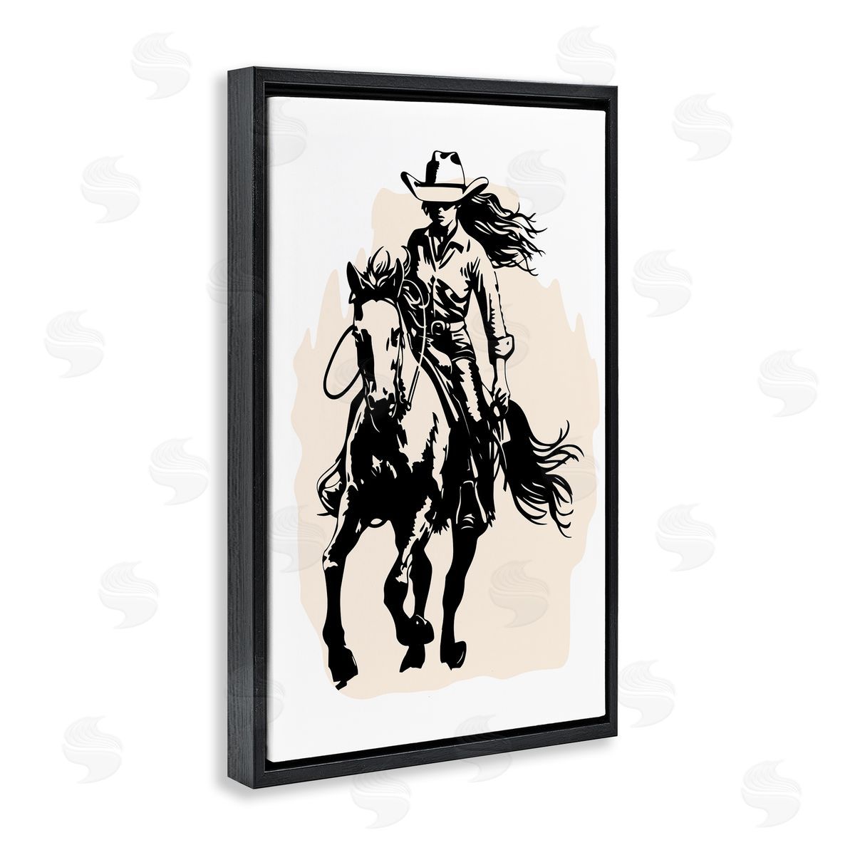Andrea Haase Saddle Sisters Girl Black Floating Frame Canvas Wall Art Print
