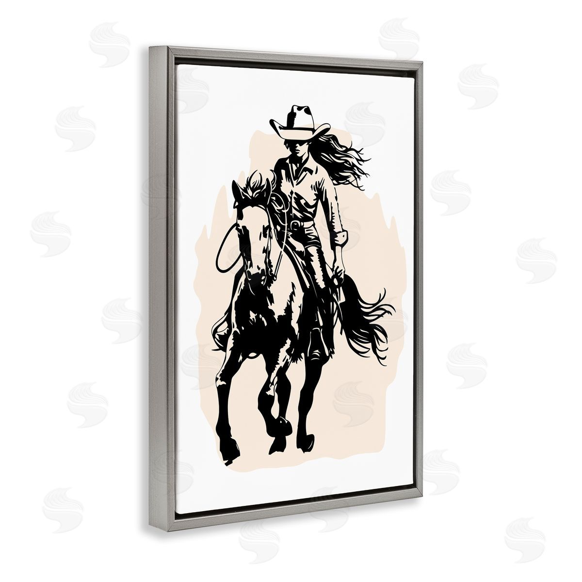 Andrea Haase Saddle Sisters Girl Gray Floating Frame Canvas Wall Art Print