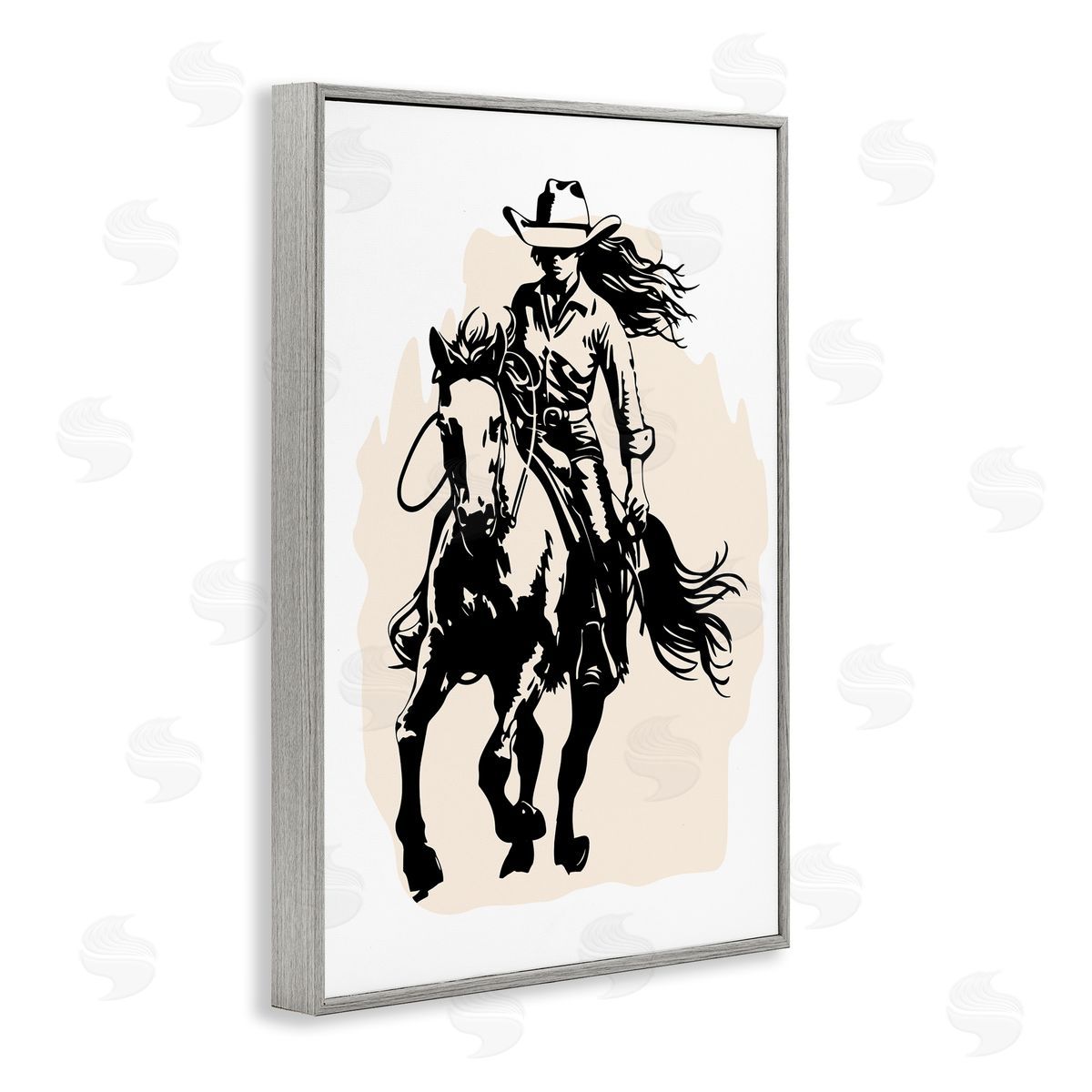 Andrea Haase Saddle Sisters Girl Gray Framed Giclee Wall Art Print